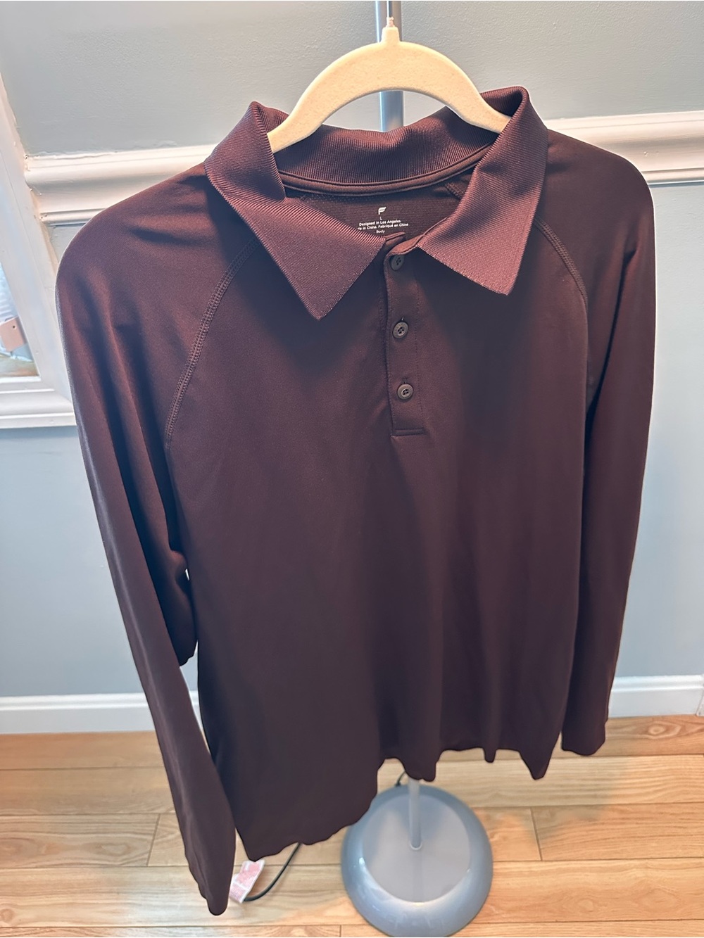 NWT Fabletics Brown Long-Sleeve Polo Shirt